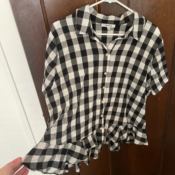 NWOT Madewell BW Gingham Button-up Blouse Size XL - Picture 5 of 6